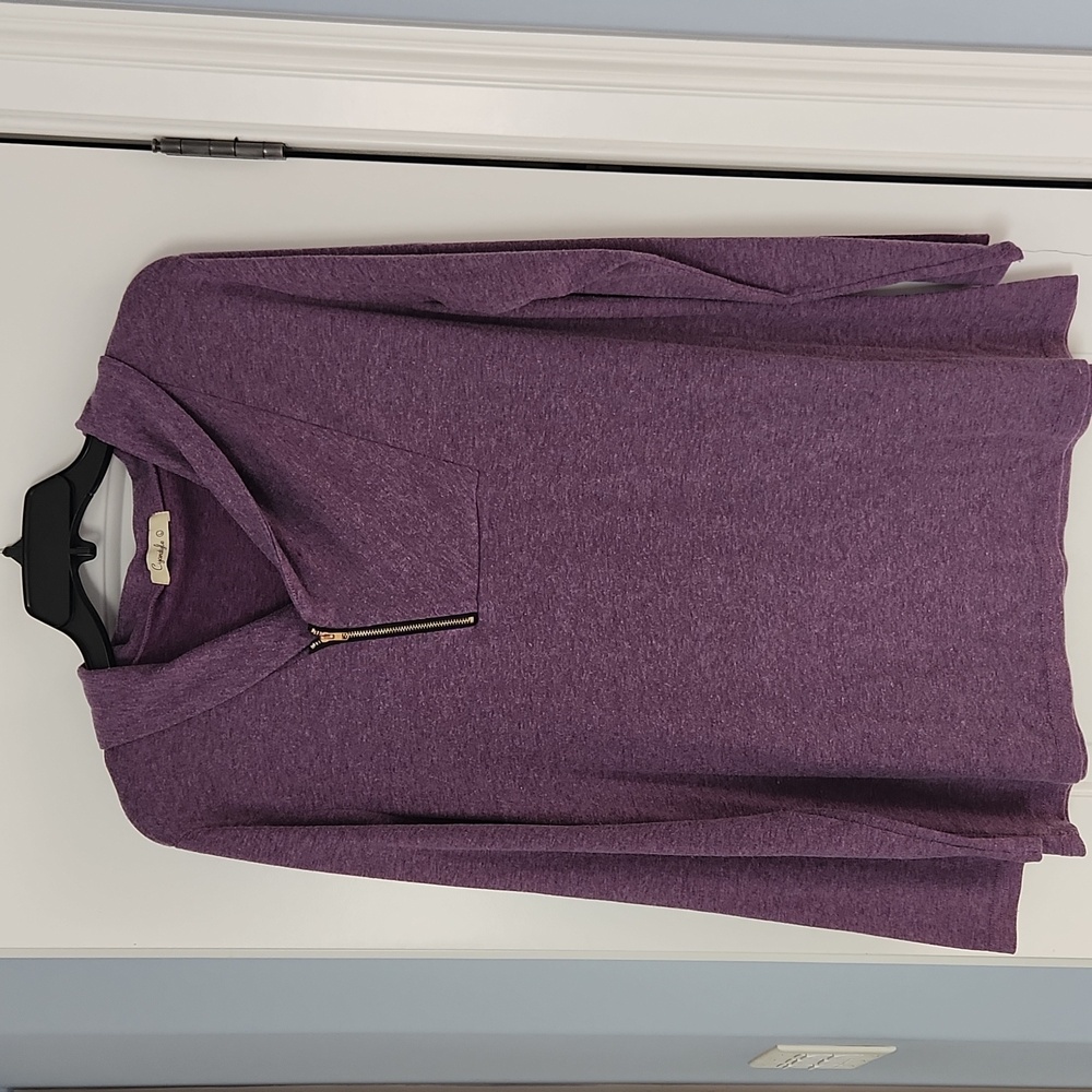Long sleeve side zip cowl neck shirt